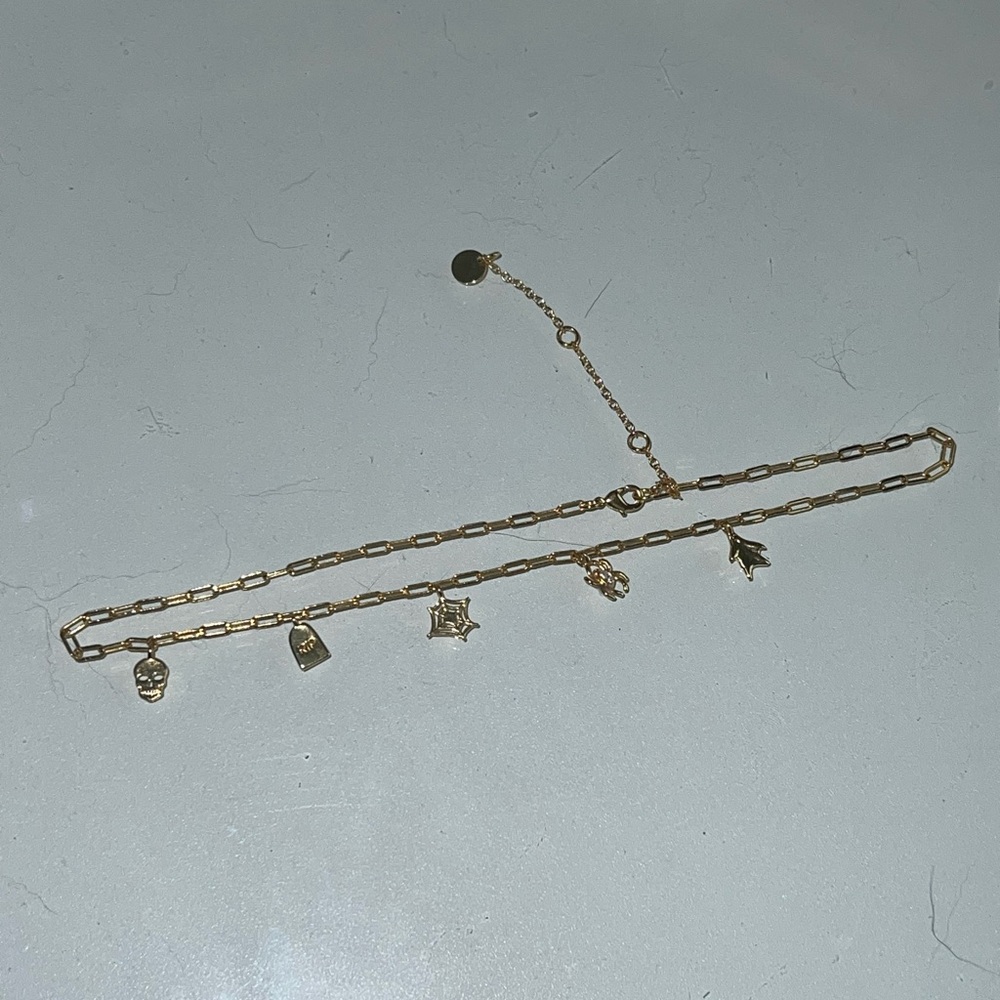 Pura Vida Gold Spooky Halloween themed paper clip choker necklace